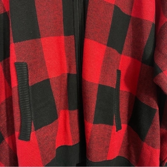 TORRID Cardigan Zip Bomber Sweater Buffalo Plaid Red Black Preppy Academia NEW - Picture 9 of 12